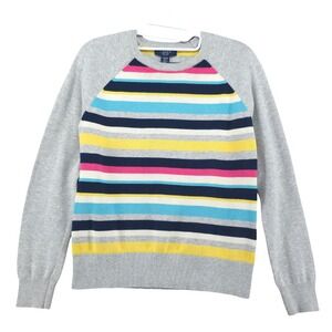 Chaps Striped Colorblock Raglan Crew Neck Preppy Sweater Womens M Petite